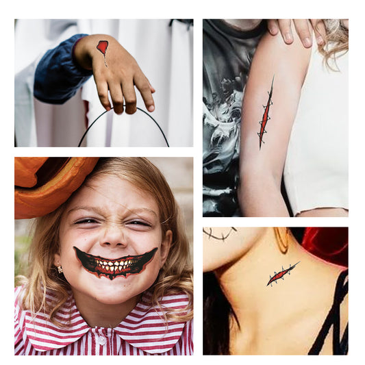 Halloween Tattoo Stickers, Halloween Horror Party Party Makeup Decorative Mouth Tattoo Stickers