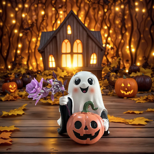 Halloween Ghost Pumpkin Resin Decoration Creative Design Halloween Desk Ornament