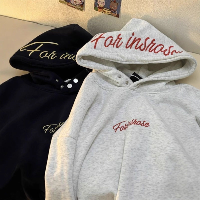 Street Style Heavyweight Embroidered Hoodie for Men and Women