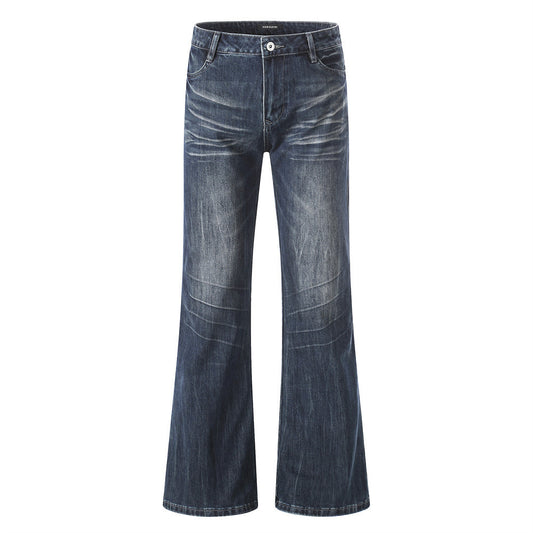Washed denim micro pull pants