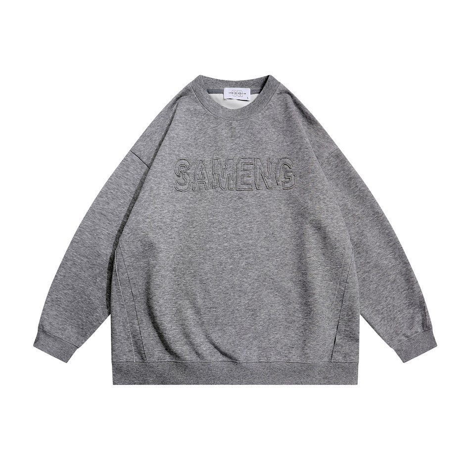 Round Neck Pullover Hoodie Men Simple Trendy Oversized Top Outerwear
