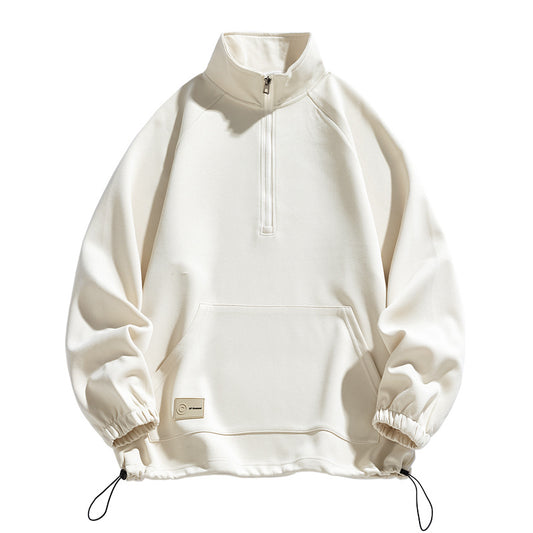 Stand up collar half zip hoodie for men outdoors