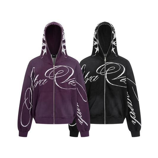 Graffiti cardigan zipper hoodie for men