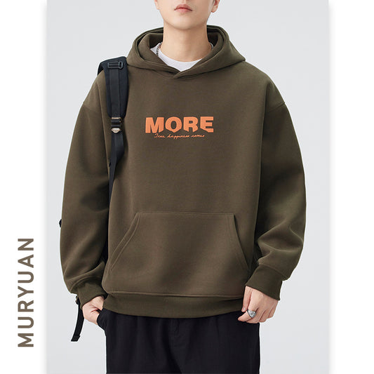 Print Hoodie for Men Street Style Loose Drop Shoulder