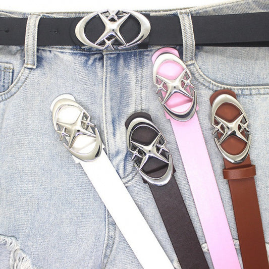 Original Design Double Crescent Moon Cross Star Buckle Belt