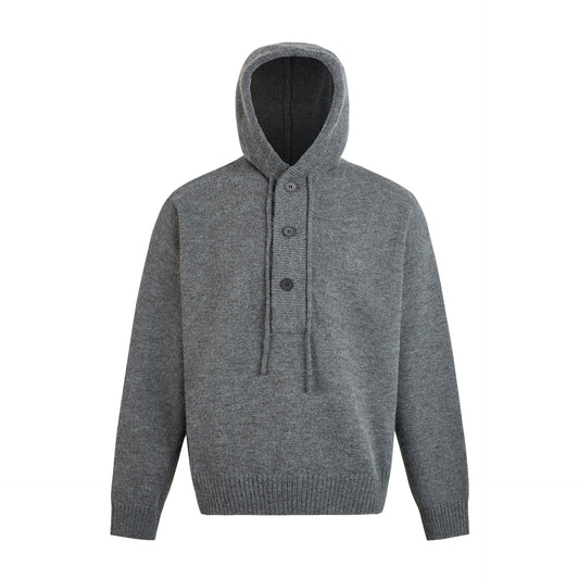 Knitted Hoodie Solid Color Simple Loose Lazy for Men and Women