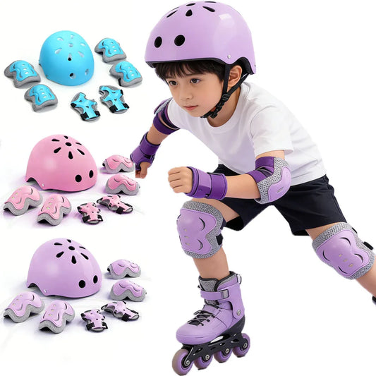 7Pcs/Set Kids Age with Wrist Guard and Knee Pads Elbow Pads Adjustable Protective Gear for Toddler Skating Cycling Scooter