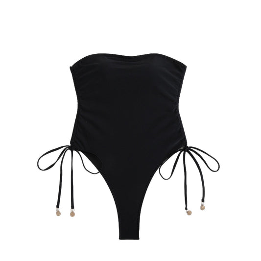 Pull string one-piece swimsuit