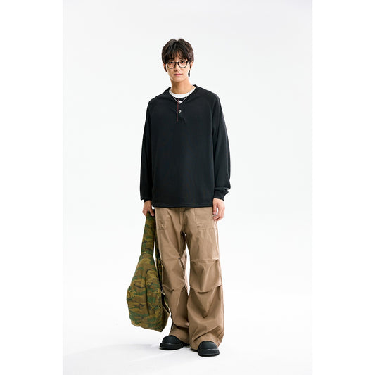 Henley Neck Pullover Hoodie for Men Loose Fit Base Layer Top