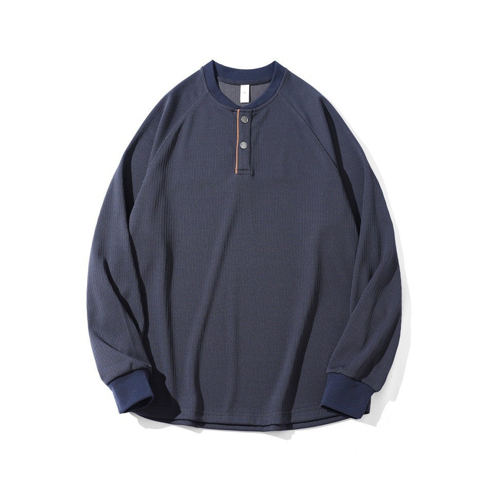 Henley Neck Pullover Hoodie for Men Loose Fit Base Layer Top