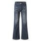 Washed denim micro pull pants