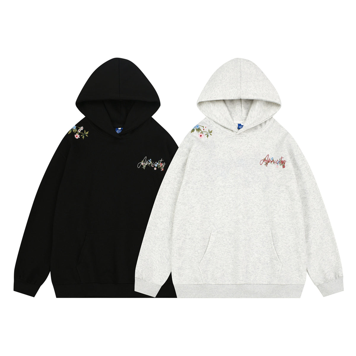 Letter Embroidery Hoodie Oversized Loose Casual Couple Top for Men and Women