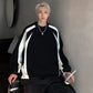 Style Striped Spliced Hoodie Men  Casual Oversized Sweatshirt