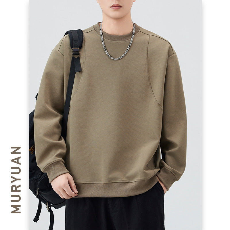 Cut-and-Sew Long Sleeve Hoodie for Men, Drop Shoulder Sleeve