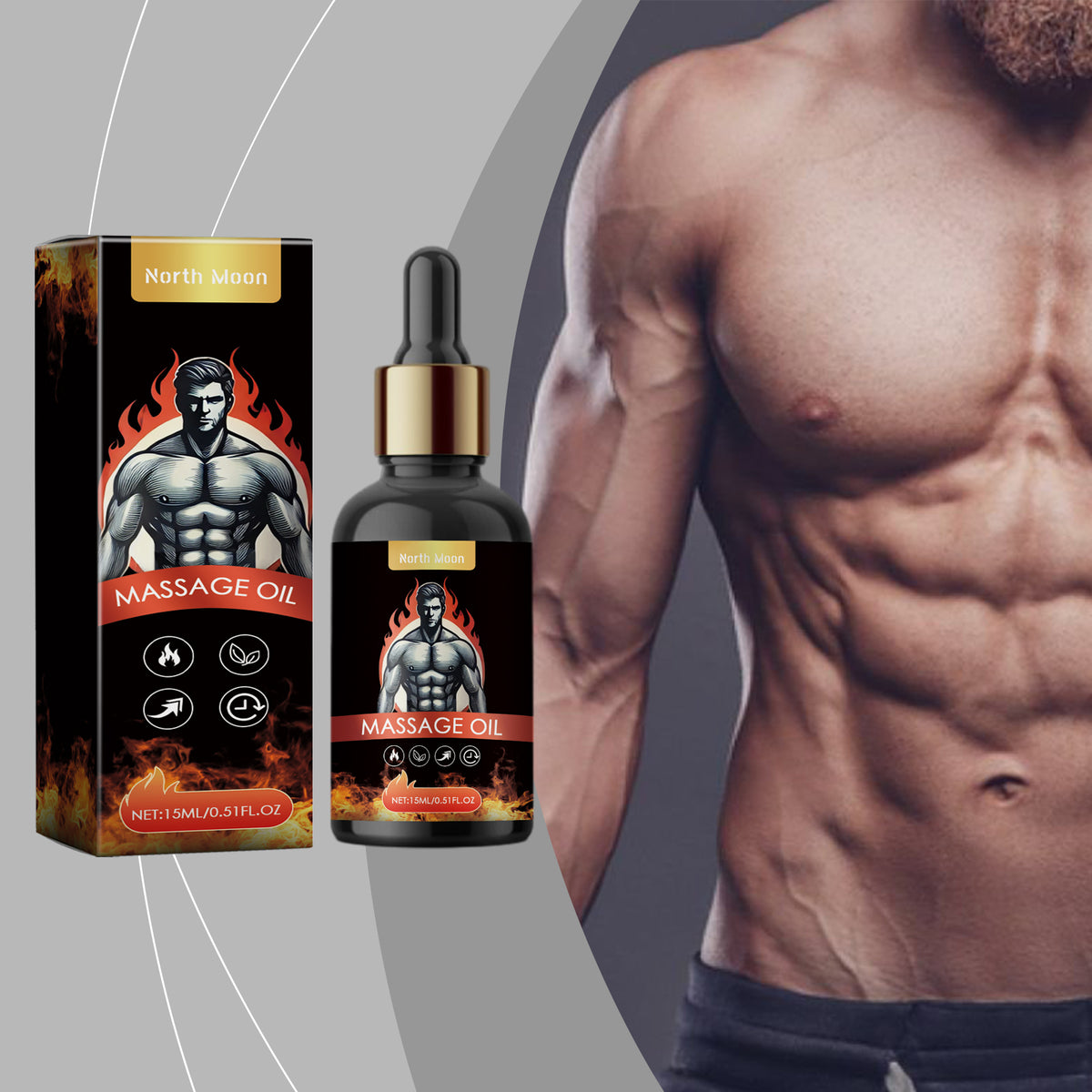 North Moon Men's Massage Oil Men's Body Moisturizes Skin Topical Body Care Massage Oil