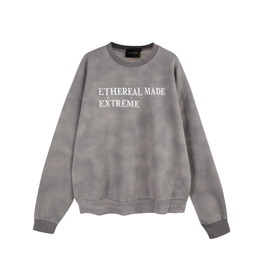 Washed Vintage Letter Patchwork Embroidered Autumn Winter Hoodie Top for Men