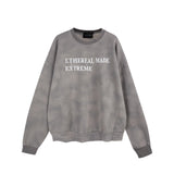 Washed Vintage Letter Patchwork Embroidered Autumn Winter Hoodie Top for Men