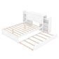 Full Size Storage Platform Bed with Pull Out Shelves and Twin Size Trundle, White