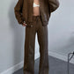 Baseball Collar Zip Up Top and Drawstring Paants Set
