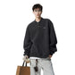 Dark gray Henry collar hoodie for men in spring and autumn