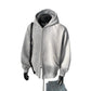 Men's Style Clean Fit Heavyweight Double Zipper Open Front Hoodie Jacket - Black