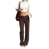 Waist and head feature design casual solid color micro pull pants