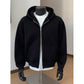 Men's Style Clean Fit Heavyweight Double Zipper Open Front Hoodie Jacket - Black