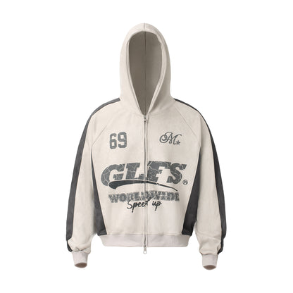 Suede zipper hoodie for men
