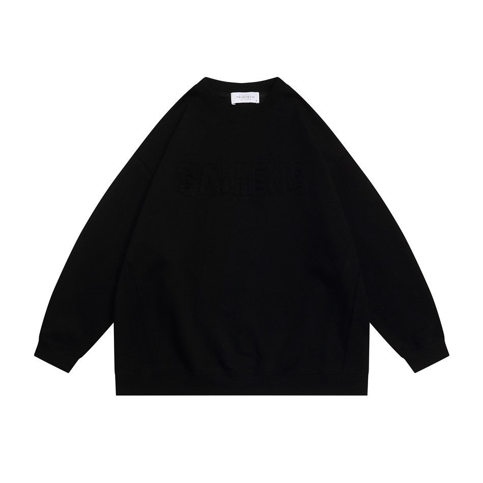 Round Neck Pullover Hoodie Men Simple Trendy Oversized Top Outerwear
