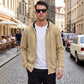 Men's Heavyweight Jacquard Waffle Hooded Loose Open Cardigan Sweatshirt