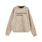 Washed Vintage Letter Patchwork Embroidered Autumn Winter Hoodie Top for Men