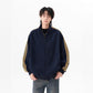 Three-Stripe Zip-up Hoodie Men's Trendy Brand Loose Casual Stand Collar Jacket Outerwear Heavyweight Couple Sport Top