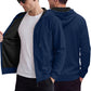 Men's Heavyweight Jacquard Waffle Hooded Loose Open Cardigan Sweatshirt