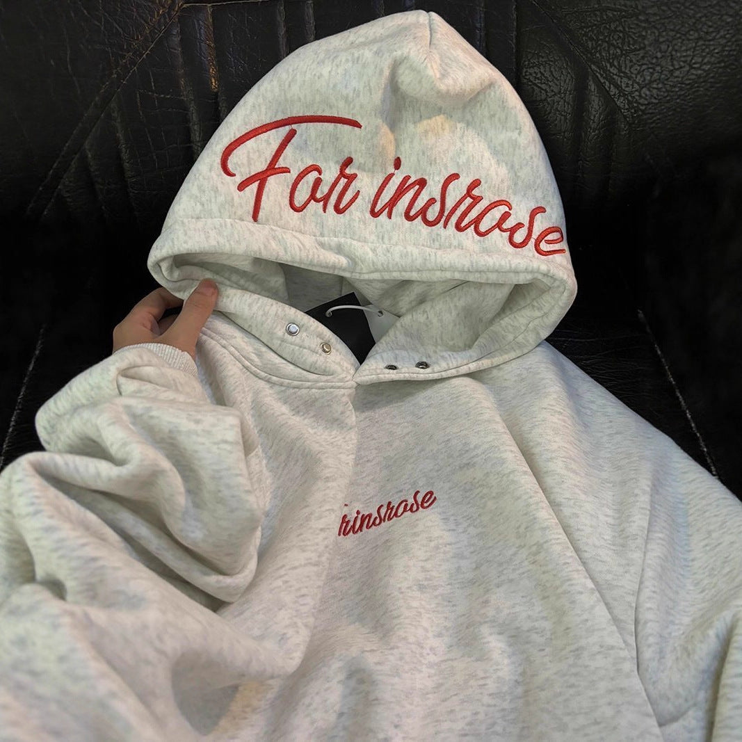 Street Style Heavyweight Embroidered Hoodie for Men and Women