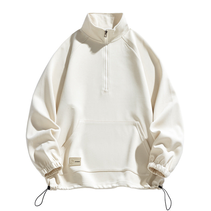 Stand up collar half zip hoodie for men outdoors