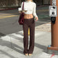 Waist and head feature design casual solid color micro pull pants