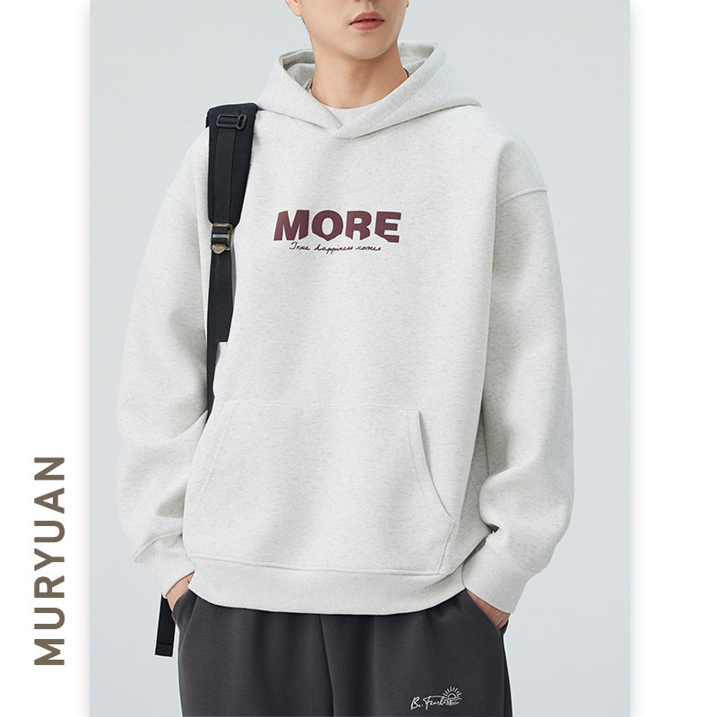 Print Hoodie for Men Street Style Loose Drop Shoulder