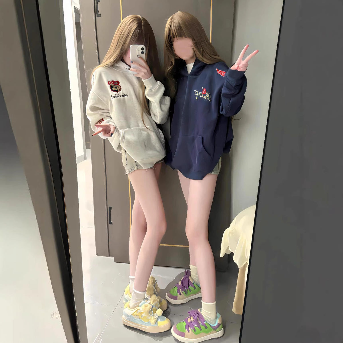 Embroidered Badge Fleece Lined Hoodie for Men and Women