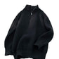 Men's Solid Color Half Zip Turtleneck Long Sleeve Knit Sweater