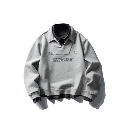 Retro Brand Two-Piece Collar Deconstructed Hoodie Men