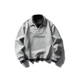 Retro Brand Two-Piece Collar Deconstructed Hoodie Men