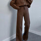 Baseball Collar Zip Up Top and Drawstring Paants Set