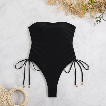 Pull string one-piece swimsuit