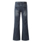 Washed denim micro pull pants