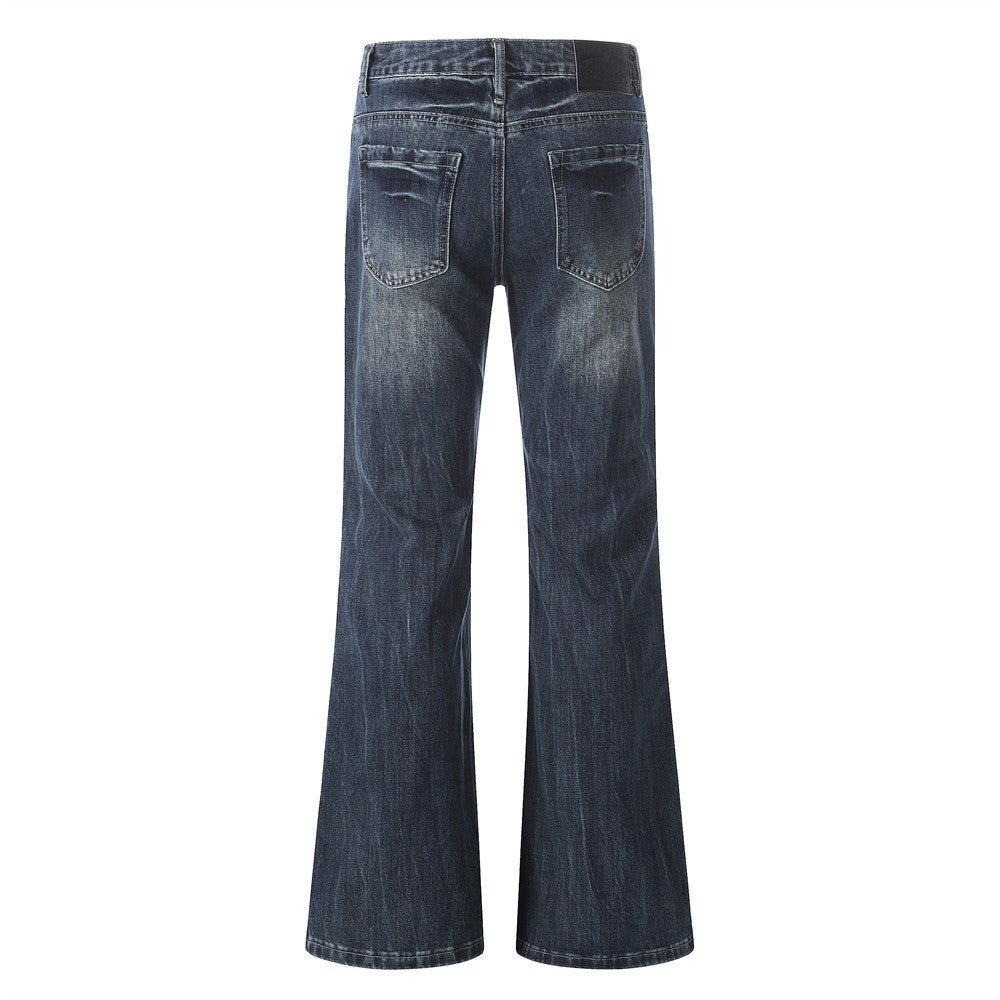 Washed denim micro pull pants