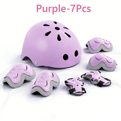 7Pcs/Set Kids Age with Wrist Guard and Knee Pads Elbow Pads Adjustable Protective Gear for Toddler Skating Cycling Scooter