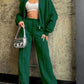Baseball Collar Zip Up Top and Drawstring Paants Set