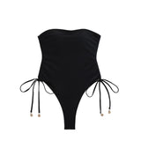 Pull string one-piece swimsuit