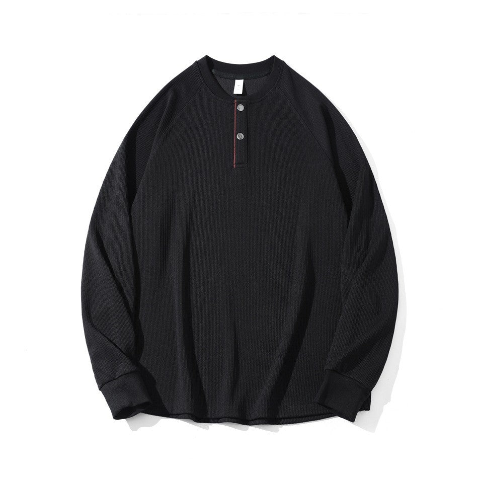 Henley Neck Pullover Hoodie for Men Loose Fit Base Layer Top