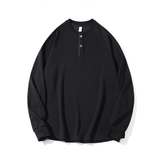 Henley Neck Pullover Hoodie for Men Loose Fit Base Layer Top